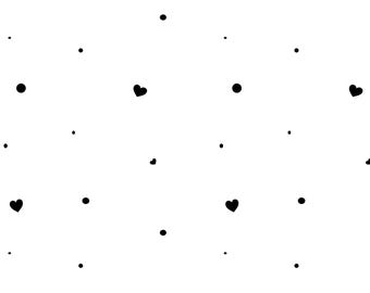 Czarny serduszkowy wzór w kropki – minimalistyczne rozrzucone serca na tkaninę