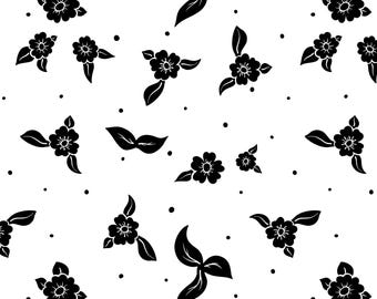 Czarny kwiatowy wzór bez szwu – minimalistyczny wzór tkaniny w kwiaty