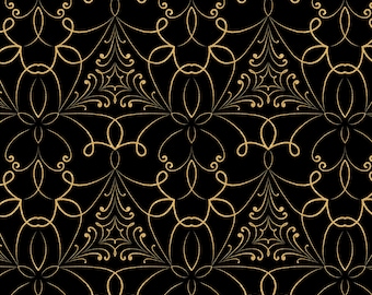 Złota ozdoba II – Elegancki, bezszwowy wzór ze złotego brokatu na czarnym tle