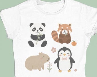 Ilustracja zwierzęcia – kapibara, panda, pingwin, panda czerwona (pobranie cyfrowe)