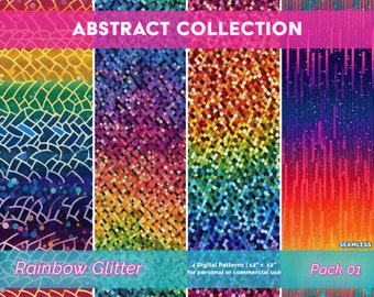 Rainbow Glitter Patterns  Digital Paper - SEAMLESS -  Rainbow Patterns - Commercial Use - Abstract, Style 1