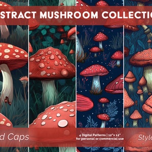 Carta digitale Fantasy Mushroom - SENZA GIUNTE - Modelli acquerello - Uso commerciale - Astratto, Stile 2