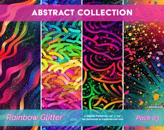 Rainbow Glitter Patronen Digitaal Papier - NAADLOOS - Regenboogpatronen - Commercieel gebruik - Abstract, Stijl 3