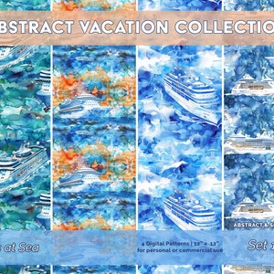 Carta digitale SENZA GIUNTE per navi da crociera, oceano, vela, Bon Voyage, vacanze - Modelli astratti - Uso commerciale - Set 1