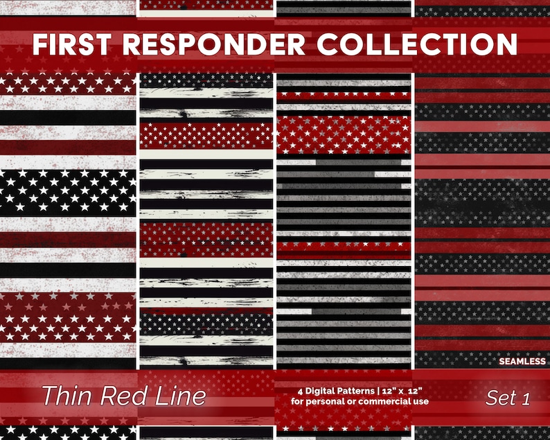 Thin Red Line, Firefighter Seamless Pattern (digital Download) - Etsy