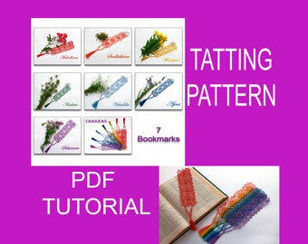 7 bookmarks patterns Chakras, set of 7 detailed master classes on how to make amazing bookmarks. PDF tatting tutorials.