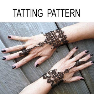 Tatting pattern slave bracelet ring Calypso, PDF tatting tutorial,  lace wedding gloves pattern