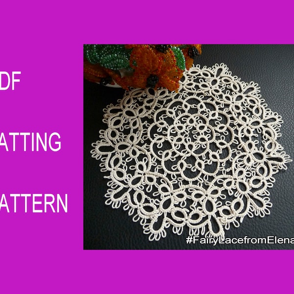 Tatting pattern round doily "Shabby", DIY