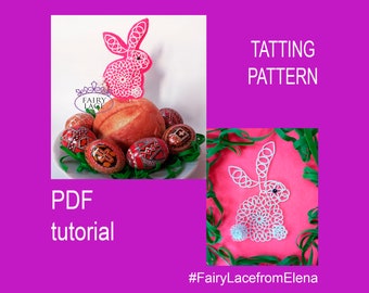 Modèle de frivolité lapin de Pâques, tutoriel de décoration de gâteau de Pâques, tutoriel de frivolité PDF, Pâques, bricolage