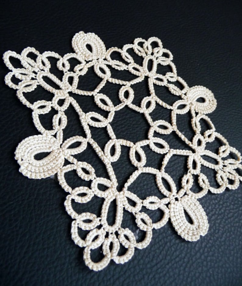 Needle Tatting Pattern Square Doily Diana PDF Tutorial Etsy