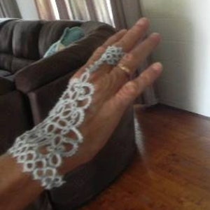Tatting pattern slave bracelet ring Shakti, PDF tatting tutorial, lace fingerless gloves image 9