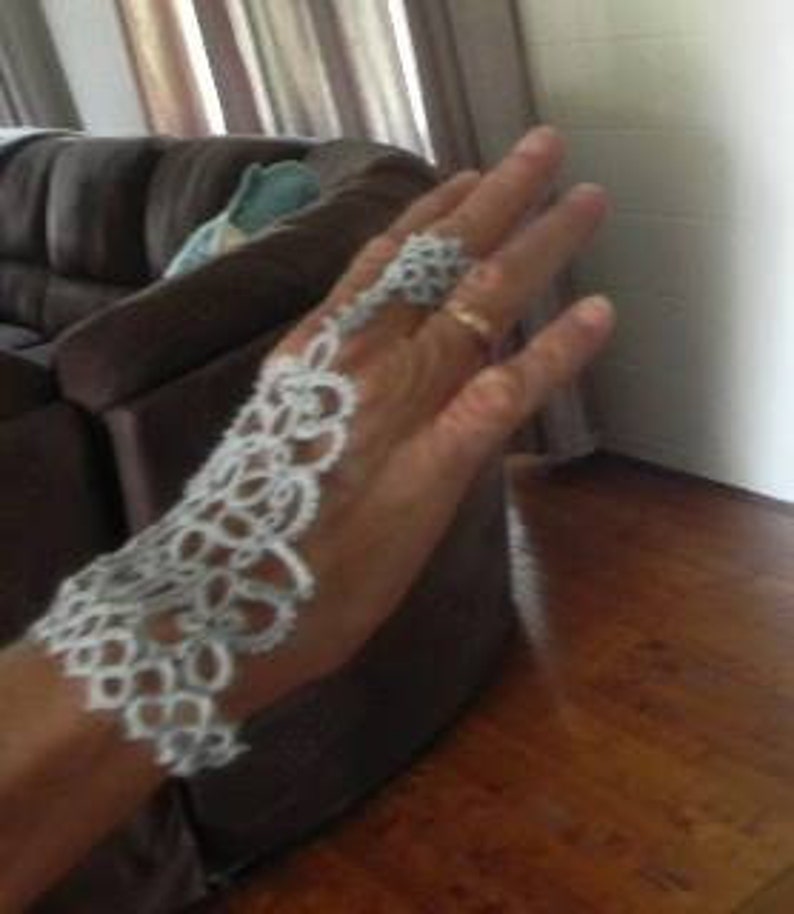 Tatting pattern slave bracelet ring Shakti, PDF tatting tutorial, lace fingerless gloves image 9