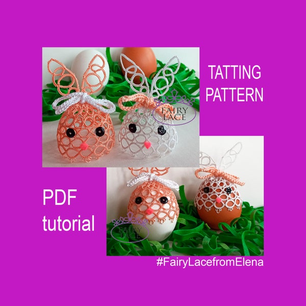 Tatting Pattern 3D Easter Bunny , tatting tutorial, PDF  tatting pattern, Easter decor