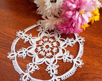 Tatting tutorial Christmas Garland Easy Twist, set of 5 snowflakes