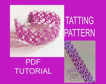 Tatting pattern Celtic bracelet Silent Dawn, PDF and video tatting tutorial