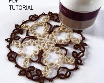 Schema tatting centrino tondo croce maltese, tutorial PDF