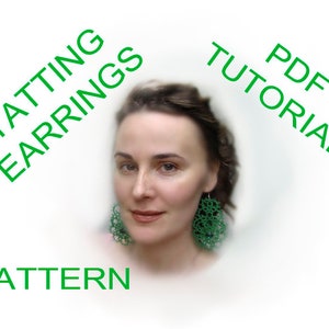 Tatting pattern bracelet and earrings Emerald , jewelry tutorial image 6