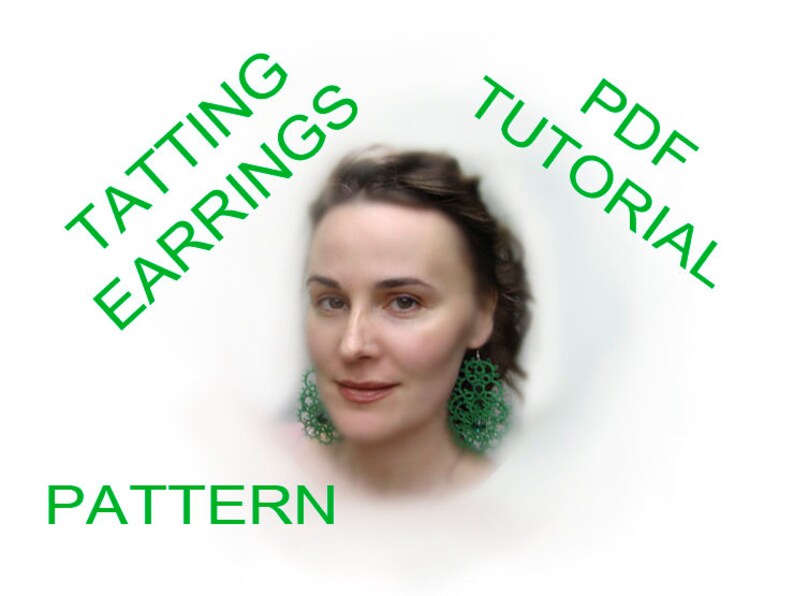 Tatting pattern bracelet and earrings Emerald , jewelry tutorial image 6