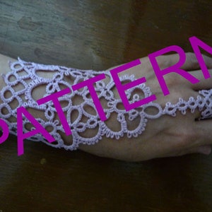 Tatting pattern slave bracelet ring Shakti, PDF tatting tutorial, lace fingerless gloves image 10