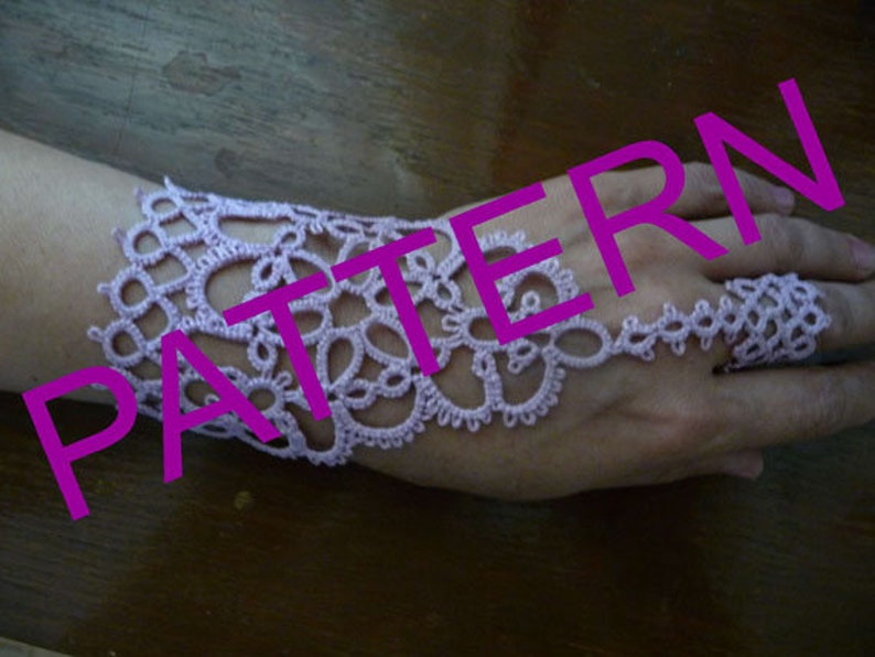 Tatting pattern slave bracelet ring Shakti, PDF tatting tutorial, lace fingerless gloves image 10