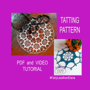 Tatting pattern doily  &quot;Honeycomb&quot;, tatting tutorial round doily, PDF and video