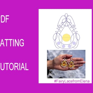 Tatting pattern earrings Alba, PDF tatting tutorial, jewelry tatting pattern