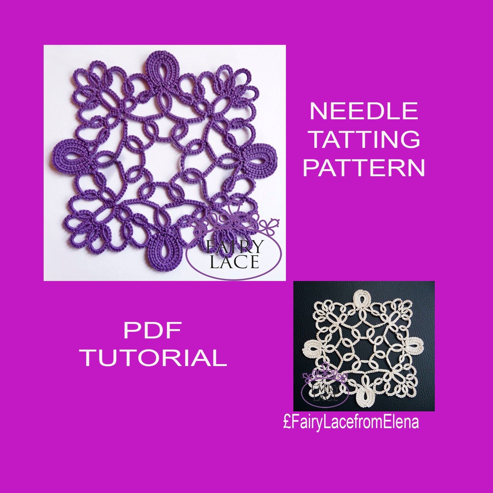 Needle Tatting Pattern Square Doily Diana, PDF Tutorial - Etsy