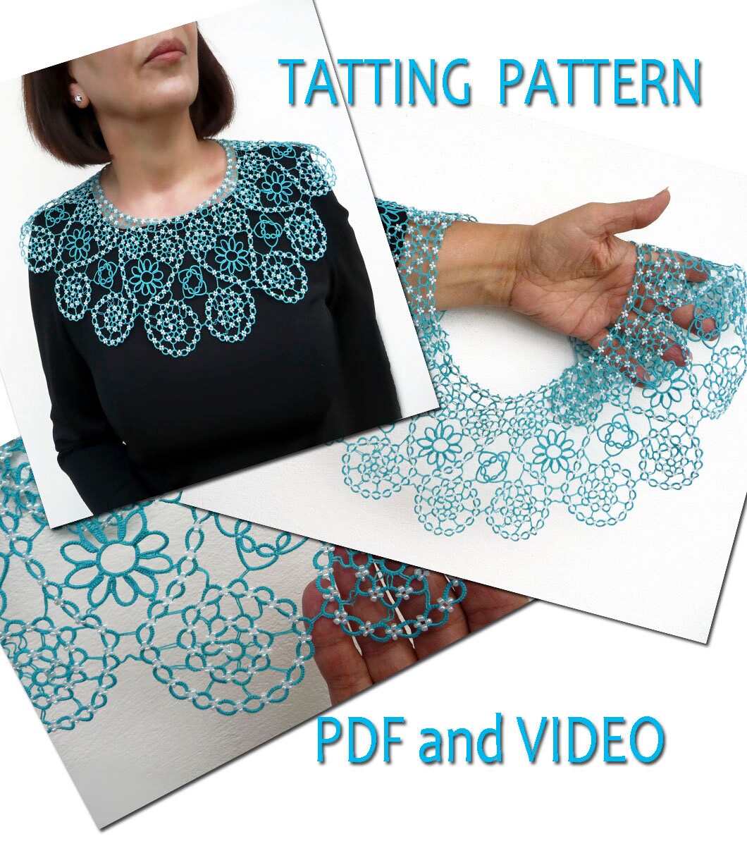 Tatting pattern Collar #8, PDF Tatting pattern, Instant Download -  Crealandia