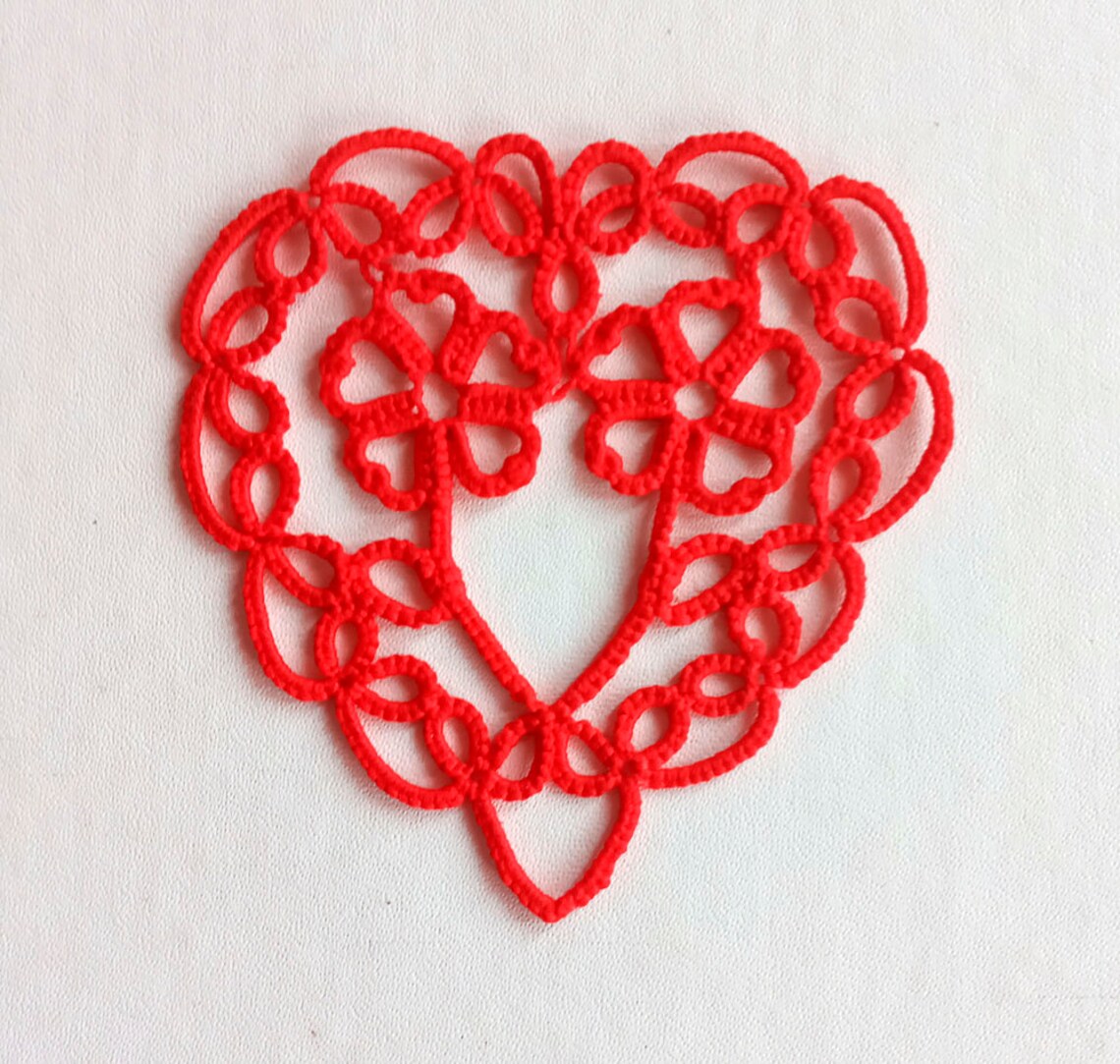 Tatting pattern Heart Love PDF and video tutorial Etsy