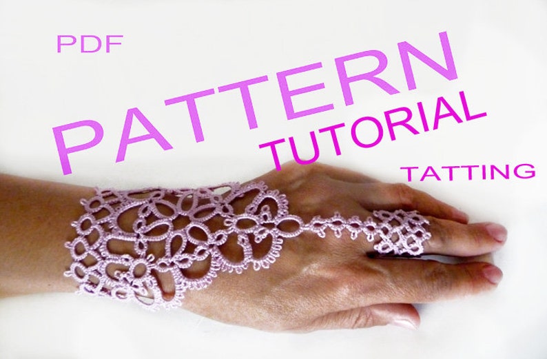 Tatting pattern slave bracelet ring Shakti, PDF tatting tutorial, lace fingerless gloves image 8