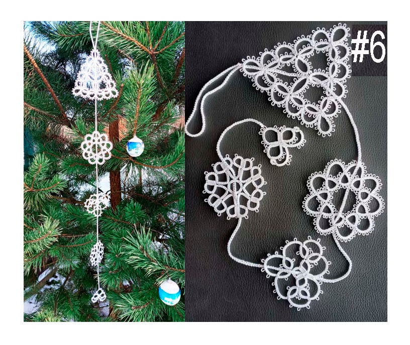 PDF & Video Needle Tatting Snowflake Garland Pattern, 5 Snowflakes ...