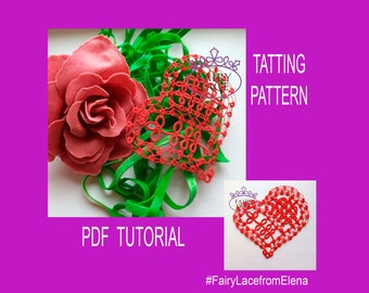 Schema PDF e video per il chiacchierino a forma di cuore asimmetrico per mamma, chiacchierino a navetta, avanzato