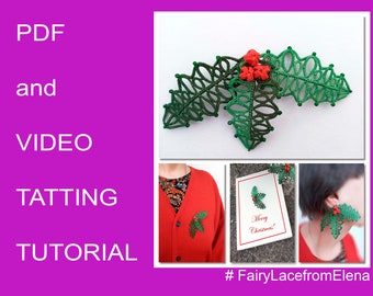 PDF tatting pattern Christmas Holly