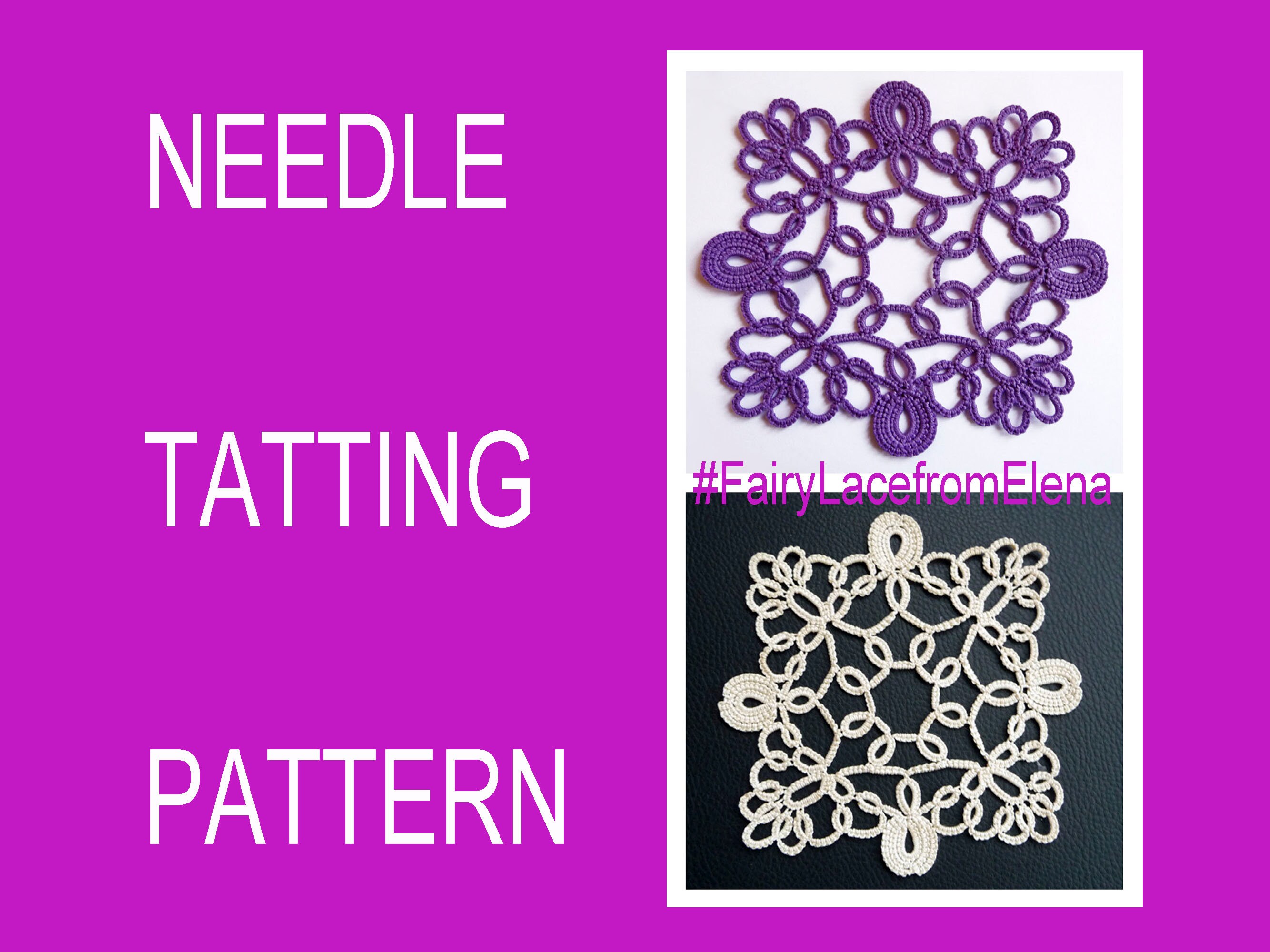 Needle tatting pattern square doily Diana PDF tutorial Etsy