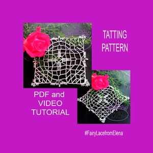 Tatting-Schnittmuster Deckchen &quot;&quot;Just a Square&quot;&quot;, PDF und Video-Anleitung, DIY.&quot;