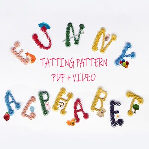 Molde de Tatting em PDF "Alfabeto Engraçado", download de PDF e tutorial em vídeo