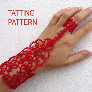 PDF Tatting pattern Slave Bracelet Ring "Lakshmi", lace gloves pattern, fingerless gloves
