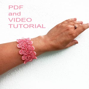 Wzór na frywolitkową bransoletkę Merrilyn – samouczek PDF i wideo – biżuteria z koronki celtyckiej DIY – cyfrowe pobieranie frywolitkowej koronki wahadłowej