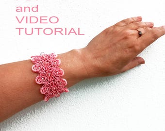 Merrilyn Bracelet Tatting Pattern – PDF & Video Tutorial – Celtic Lace Jewelry DIY – Shuttle Tatting Digital Download