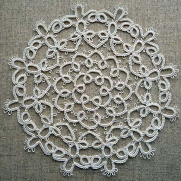 Handcrafted  tatting doily ivory and  Handcrafted tatting Round Doily white -  custom order for Kristin Wightman