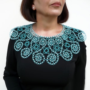 Colar com padrão tatting &quot;Sea Glass&quot;, tutorial em PDF e vídeo tatting