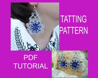 PDF tatting pattern Earrings " Iceblink ", tatting tutorial, DIY