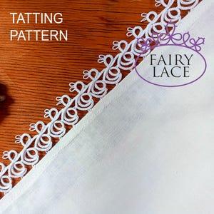 Tatting pattern edging Easter Bunny, lace border pattern, PDF and video tutorial