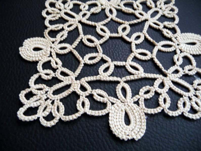 Needle Tatting Pattern Square Doily Diana PDF Tutorial Etsy