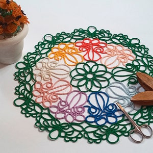 Tatting patter doily Lyre, PDF tatting tutorial roud doily