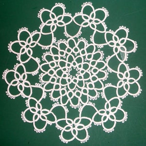 Tatting pattern round doily, needle tatting, shuttle tatting