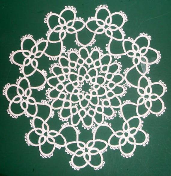 Tatting pattern round doily, needle tatting, shuttle tatting