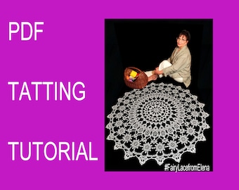 Tovaglia con motivo chiacchierino, Chiacchierino ad ago, Cro-chiacchierino