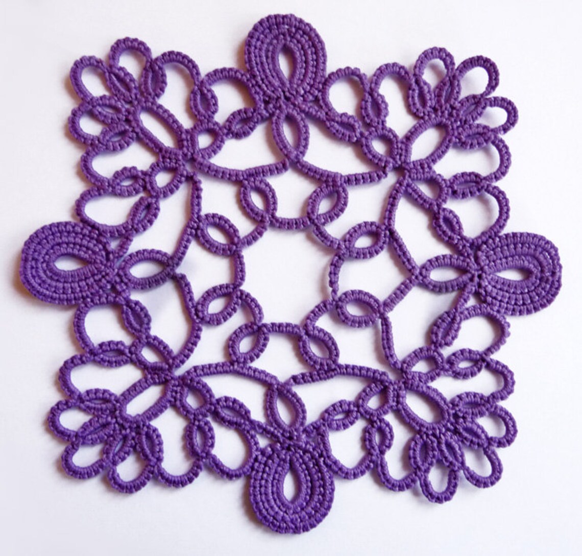 Needle Tatting Pattern Square Doily Diana PDF Tutorial Etsy Israel