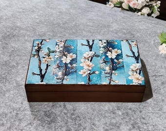 Van Gogh Inspired Jewelry Box – Hand-Painted Spring Branches Art Storage